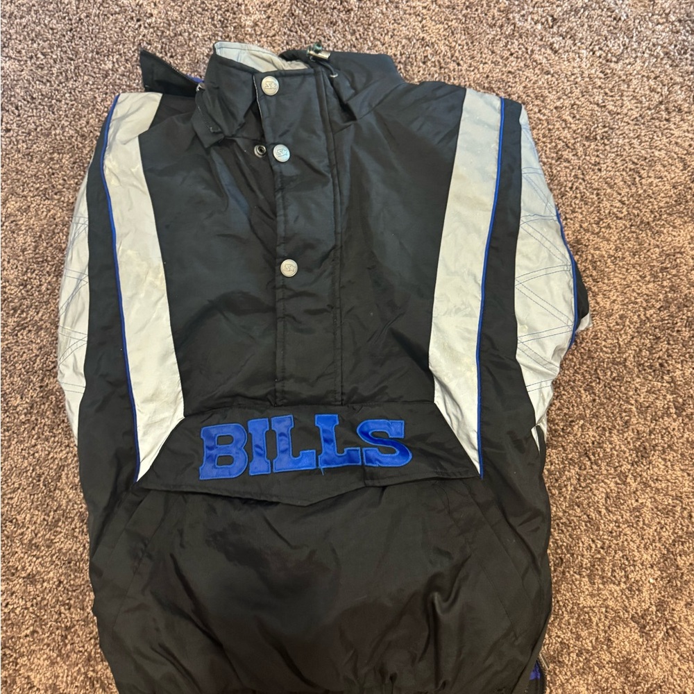 🔥RARE BILLS STARTER BLACKOUT puffer hooded jacket like new 🔥 LIMITED JACKET